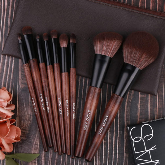 Bamboo Makeup Brushes Set Professional, Sable Makeup Brush Set with Case, Cosmetic Brushes Makeup Set Luxury, Make up Brushes Set Professional, Natural Hair Makeup Brush Set Professional.